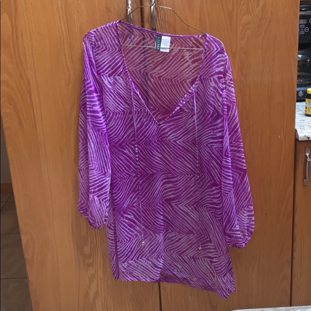 Ralph Lauren Sheer Bathing Suit Coverup Purple SzM